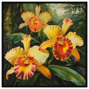 Tranh phong thủy hoa lan sơn dầu trong bộ tranh tứ bình tranh treo tường dán tường trang trí phòng kháchCGI-740