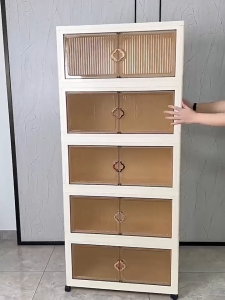 78cm Foldable Storage Cabinet Multipurpose Stackable Double Doors Storage Box Almari Baju 折叠收納櫃