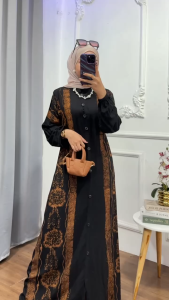 Gamis Twill Rayon Model Kancing Cap Malaman Premium Kekinian Pekalongan