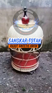 Sangkar burung perkutut rotan sintetis krem