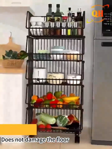 PANDH 3/4/5 Kitchen Organizer Storage Rack Kitchen Trolley Storage Rack Drain Basket Steel