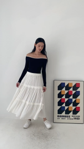 BAGGU Xena Skirt OffWhite / Rok Serut / Rok Koket
