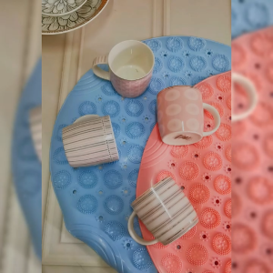 MASON Mug Kermaik / Mug Teh / Mug Kopi Motif Pink Colour 92cm