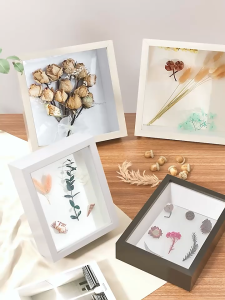 NUVOX lack/White/Wood 8” x 10” Shadow Box Picture Frame - Deep Wood & Glass Display Case Ready to Hang Memory Box Baby Sports Memorabilia Pins Awards Medals Wedding Tickets and Photos (Black、White)