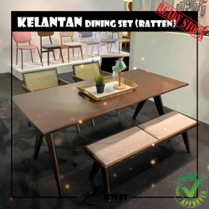 **NEW PRODUCT** KELANTAN RATTAN WOODEN DINING SET / SET MEJA MAKAN ROTAN KAYU / MUJI / 4 KERUSI / 6 KERUSI