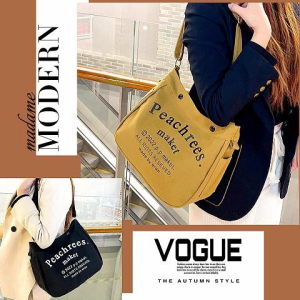 LH.Bigsize งานเข้าใหม่ กระเป๋าสะพายข้างผู้หญิงใบใหญ่ใส่ของได้เยอะงานผ้าแคนวาสทนทานต่อการใช้งานสีโทนสุภาพสวยมากใส่ไปไหนก็จึ้ง คุ้มไม่ไหว