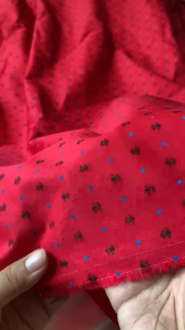 Vải Thô Cotton 100% Đỏ Họa Tiết Nhí Khổ 1m5 - Mềm Không Giãn