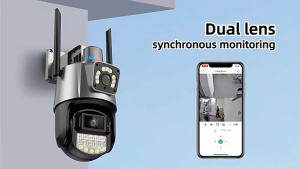 ICSEE 8MP 4K กล้องวงจรปิดเลนส์คู่พร้อมสัญญาณเตือน 360 wiif ไร้สายกลางแจ้งมือถือเฝ้าระวังกล้องวงจรปิด คืนวิสัยทัศน์ที่มีสีสัน สองทางโทร กันน้ำ