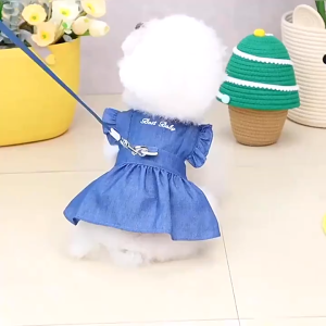 【100%-original】 Whisker Pet Accessories with D-Ring Dress Clothes Denim Skirt for Small Dog