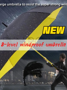 FUNPOINT Big Double Layer Golf Umbrella Windproof Long HandleRain Or Straight Oversized Business Semi-automatic umbrella（Black/Blue/Red/Yellow)