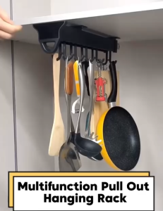 Kitchen Pull Out Pan Hanging Rack (Rak Kuali Dapur Tarik)/ RAK RAIL GANTUNG PERIUK KUALI DAPUR TARIK/dapur kemas