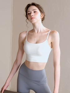 FitYoga Sports Bra Women Gathering Spaghetti Straps Beauty Back Fitness Sling Yoga Bra Tank Top