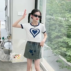 LHM Váy Jean Bé Gái Quần Bò Cho Bé Gái Quần Váy Denim Cho Bé Gái Mùa Hè Quần Váy Thường Ngày Cho Bé Gái Phong Cách Hàn Quốc Quần Short Mùa Hè Kèm Quần An Toàn