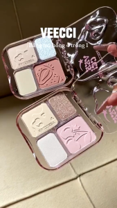 Bảng Phấn Tạo Khối Phấn Má & Highlight VEECCI 4 Ô Chống Nước Lâu Trôi 9G SHUSHU COSMETICS