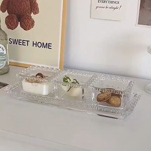 Mangkuk Mangkok Kaca Korean Heart Glass Bowl Set Dessert Bowl