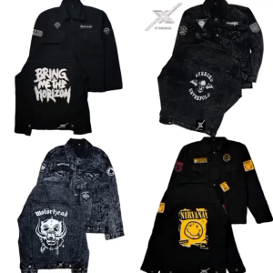 Jaket Jeans Denim Pria: Kombinasi Bordir Emblem & Sablon