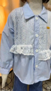 Setelan Alana Cutbray Salur Anak Perempuan Usia 3 - 10 Tahun / Setcel Kombinasi Katun Brukat Celana Jeans Cutbray