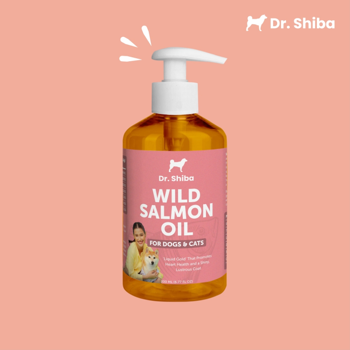 Dr Shiba Healthy 100% Wild Premium Salmon Oil for Dogs & Cats | Promotes Healthy Heart | Boosts Immune System | Rich in Omega-3, EPA Fatty Acids & DHA | Natural source of vitality
