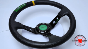 14in TAKATA Steering Wheel Cover Leather High Quality horn Button Concave universal nardi momo sparc