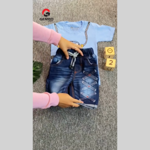 Celana Jeans Anak 1-10 tahun - Celana Anak Laki-laki Jeans Pendek Wisker Silang - Gembo Kids