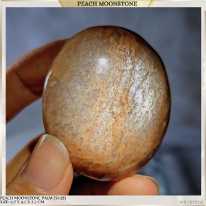 PEACH MOONSTONE PALM *HIGH QUALITY*HIGH SHINE [SV28]FROM INDIA - Strength Self-Confidence Creativity