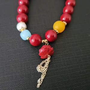 Vòng tay (lắc tay) chu sa - châu sa hoa sen đường kính 10mm