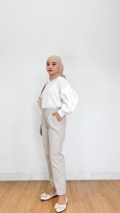Baggy Pants Boyfriend Celana Kerja Wanita Kekinian Model Terbaru Bahan Katun Stretch