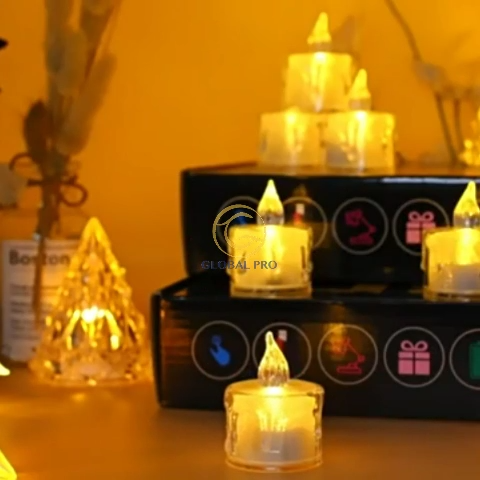 LED Candle Flameless Lamp Glitter Plastic Pillar Flickering Candle Night Light Lampu Lilin Malam LED Candles Lampu Malam