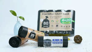 ถุงขยะย่อยสลายได้สีดำใช้กับห้องน้ำพกพา ขนาด60x65cm 1ม้วน20ถุง ถุงเก็บ ถุงห้องน้ำพกพา ถุงดำ toilet replacement bags