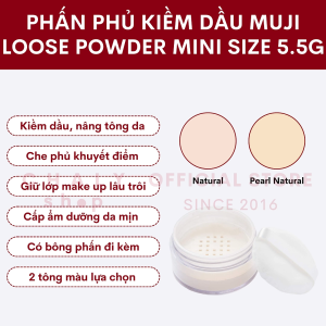 Phấn phủ Muji Loose Powder không cồn an toàn cho da mẫn cảm mini size 5.5g Nhật