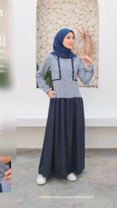 BAJU DRESS REMAJA DAILY OUTFIT GAMIS CASUAL WANITA ETHICA AYUMI 370 NAVY ANGGUN & CUTE