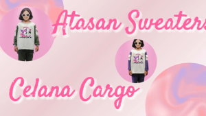 Setelan Anak Perempuan Gambar Kuromi Notiv Terbaru One Set Sweater Dan Cargo Kids Junior