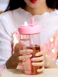 Botol Minum Sekat Bening Botol Plastik Infused Water Sport Bpa Free Botol Tumblr Transparan Souvenir