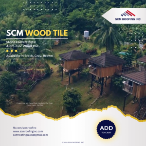 SCM STONE COATED METAL ALUMINUM ZINC ROOFS- WOOD SHAKE DESIGN COLOR BROWN
