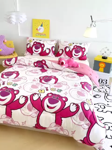 Bedcover + sarung bantal (no sprei) Import bahan adem premium lembut motif polos lotso kartun karakter anak dewasa