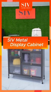 SIV Metal Display Cabinet With Transparent Door Steel Cabinet For Kitchen Microwave Living Room