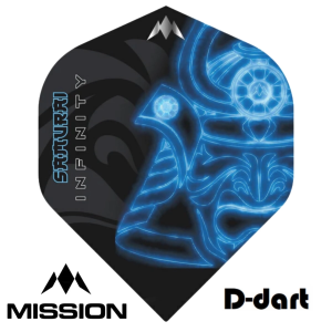 Mission Dart Flights - Samurai Infinity Blue STANDARD 100 Micron Solo Darts Flight For Soft and Steel Darts