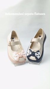 Sepatu anak perempuan balet flatsShoes anak perempuan anti lecet motif pita import 601-S/601-M (24-35) Sepatu teplek flatShoes anti lecet terbaru