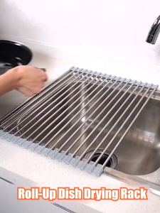 Foldable Dish Rack Over The Sink Drying Rack Stainless Steel Dish Drainer for Kitchen Countertop