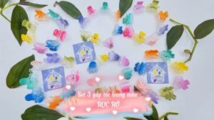 Set 3 cái cào đỉnh nhựa loang màu rực rỡ kẹp càng cua mini kẹp tóc nữ hàn quốc cute phụ kiện bé gái - thương hiệu Vợ Chồng Tôi