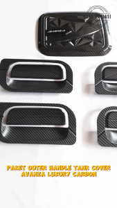 Paket Outer Cover Door Handle & Tank Cover Mobil Avanza Lama Tahun 2004 - 2011 Luxury Carbon