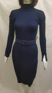 Dress Rajut Wanita Warna Navy dan Marun Knit Murah Meriah Sale - gaun Midi Wanita Kekinian Free Belt Freesize Cantik Imlek Natal Idulfitri