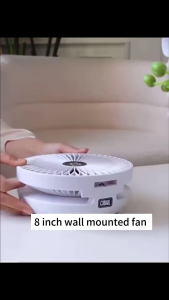 NOXIER 8 Inches Portable Desk Fan Wall Mounted Fan USB Rechargeable Foldable Electric Fan for Home Office
