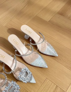 LOEI Luna Sepatu Heels Kaca Wanita Transparant Korean Style 0658