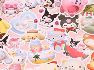 Bevavar 100PCS Sticker Sanrio Tahan Air 3D / Sticker Kartun Lucu Laptop Buku Journal Koper Waterproof Dekorasi