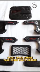 Paket Outer Cover Door Handle Pegangan Pintu Tank Cover Mobil Calya 2016 - 2023 Glossy Carbon