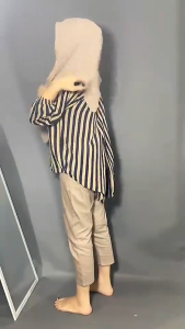 kemeja salur rayon wanita terbaru 2024 silang belakang lengan panjang ld120