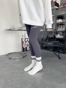 FitYoga Yoga non-slip socks women dance trampoline pilates fitness striped mid-calf socks indoor jumping groove sports yoga socks