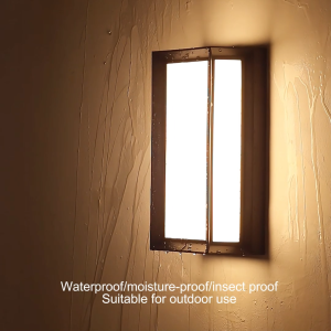 โคมไฟนอกบ้าน LED ไฟตกแต่ง แสงที่อบอุ่น ไม่กระพริบ IP65โคมไฟนอกบ้าน ป้องกันน้ำและสนิม สีดำ โคมไฟติดผนัง ไฟแต่งสวน ไฟทางเดิน