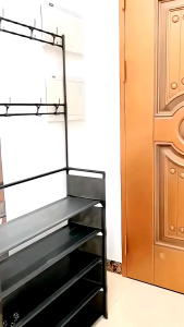 Rak Sepatu 4 Susun Stand Hanger Besi Gantungan Baju Jaket Topi Tas